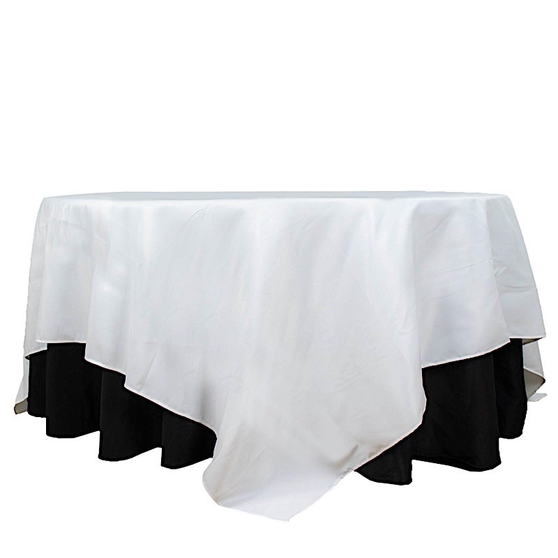 90" x 90" WHITE Premium Polyester Square TABLECLOTH Party Events Decorations gallery