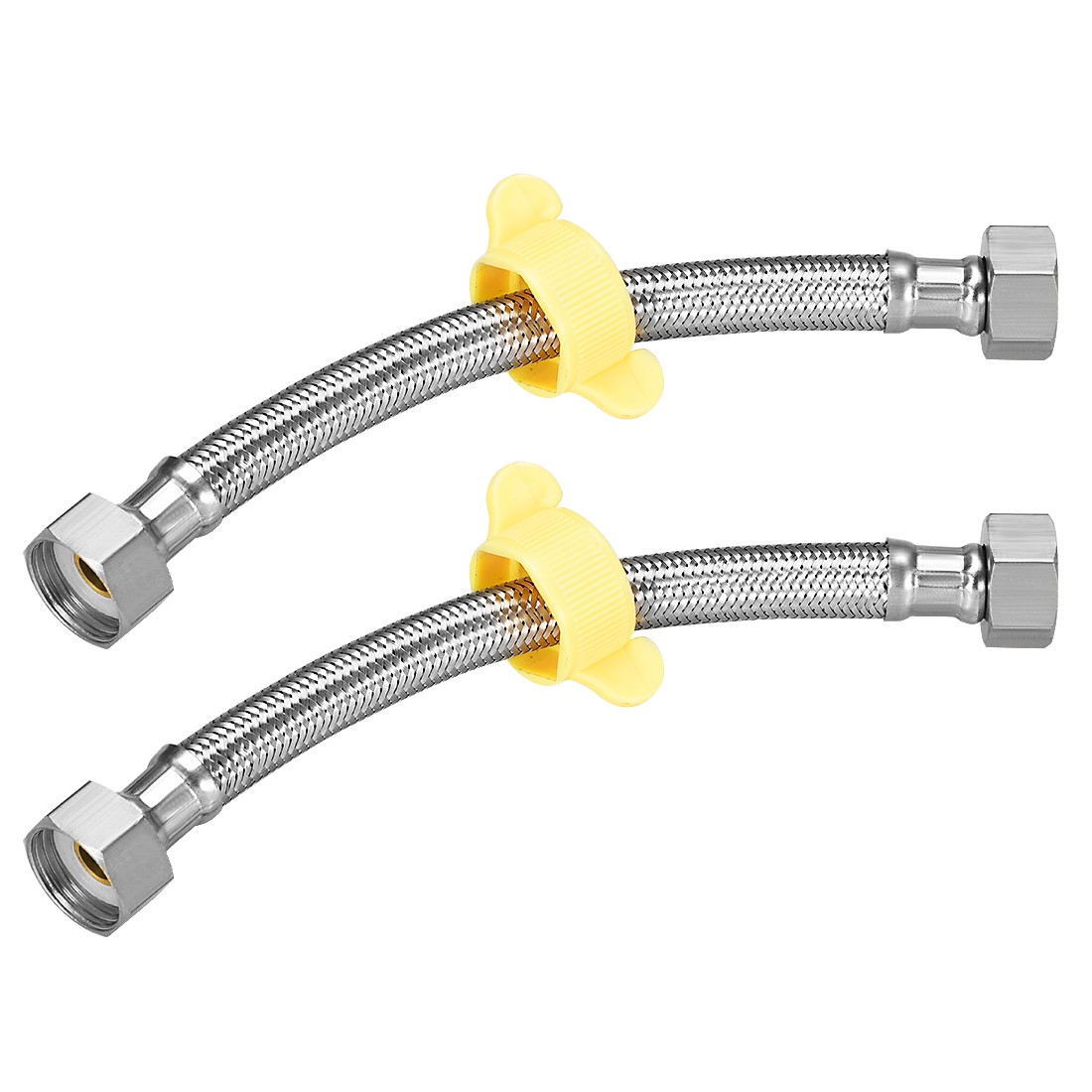 Faucet Supply Line Connector G1/2 Female x G1/2 Female 8" Long SUS304 Hose 2Pcs gallery