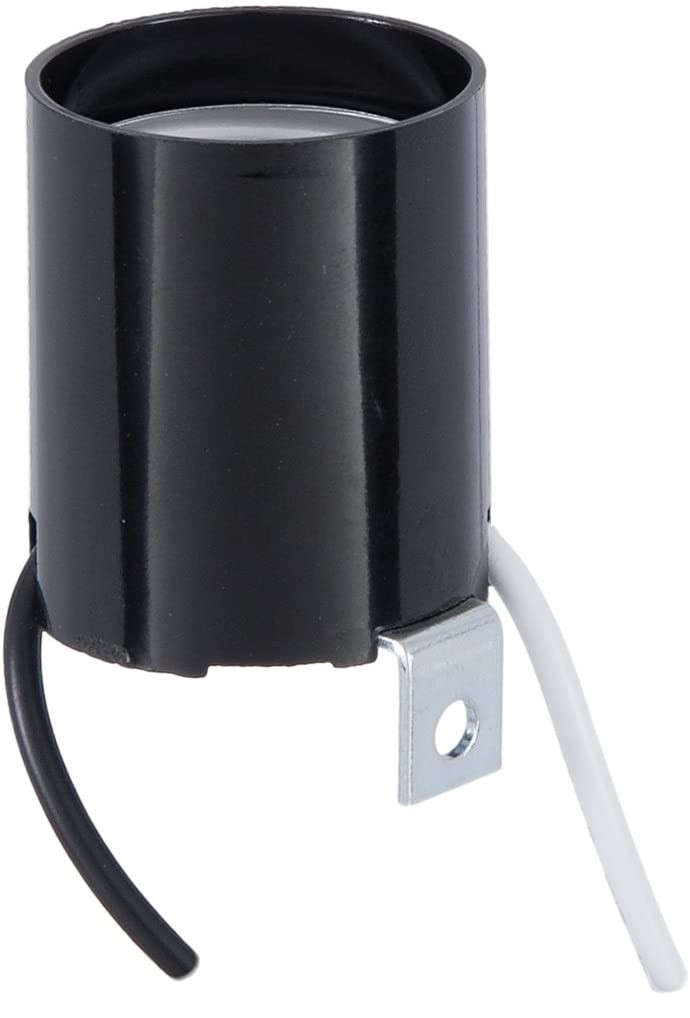 B&P Lamp Med. Base Phenolic Lampholder side mounted bracket and 7" wire leads gallery