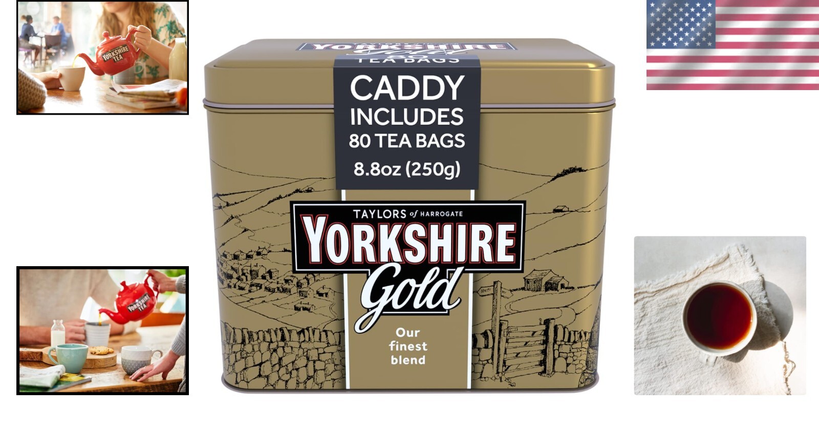 Yorkshire Gold Tin - 80 Count Black Tea Bags from Finest Global Gardens gallery