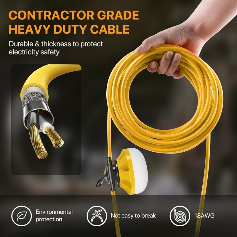 LED Construction String Lights: 50FT IP65 Waterproof ETL Certified Crawl Space L gallery