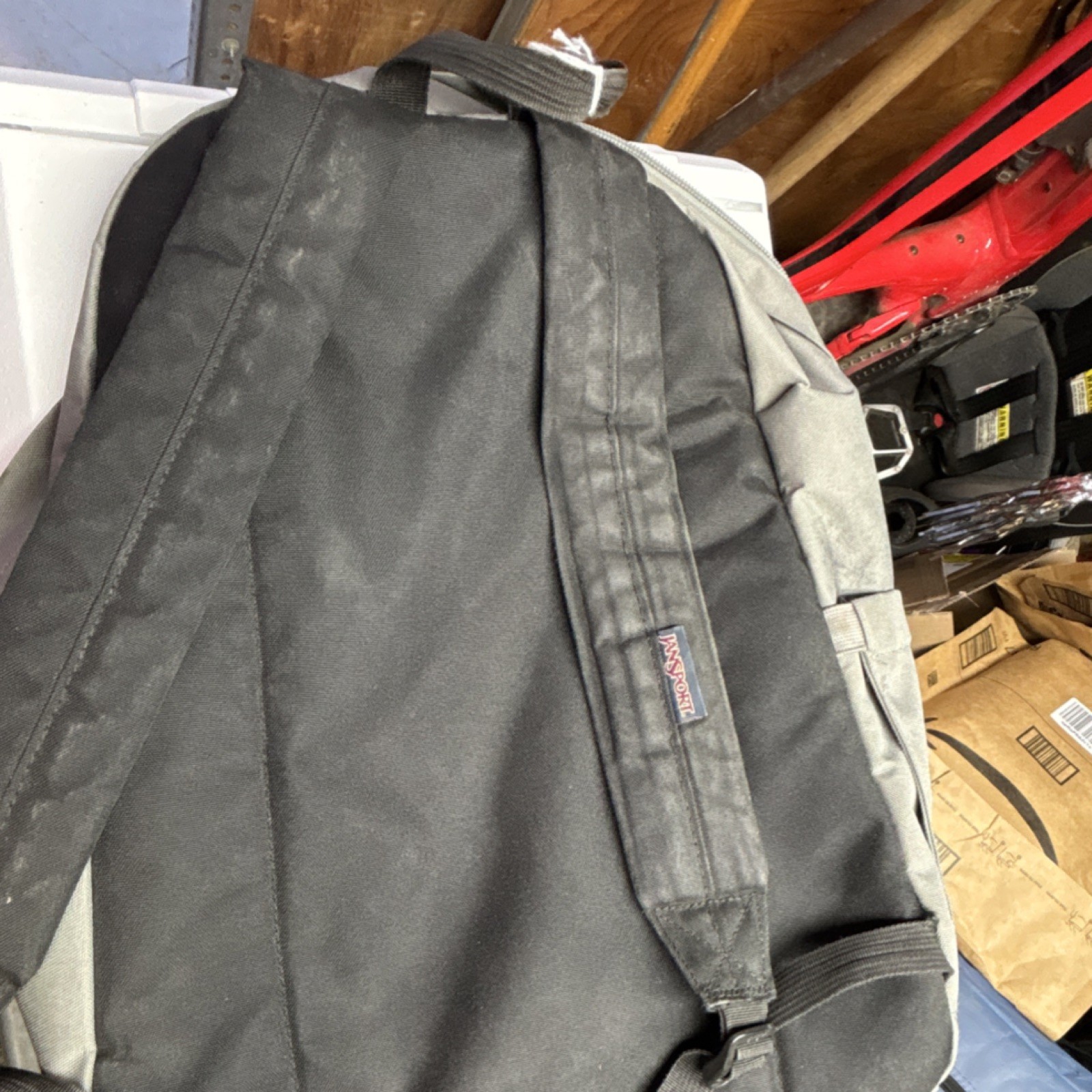 JanSport SuperBreak Plus Hiking Backpack Gray Black Polyester Adjustable Straps 2