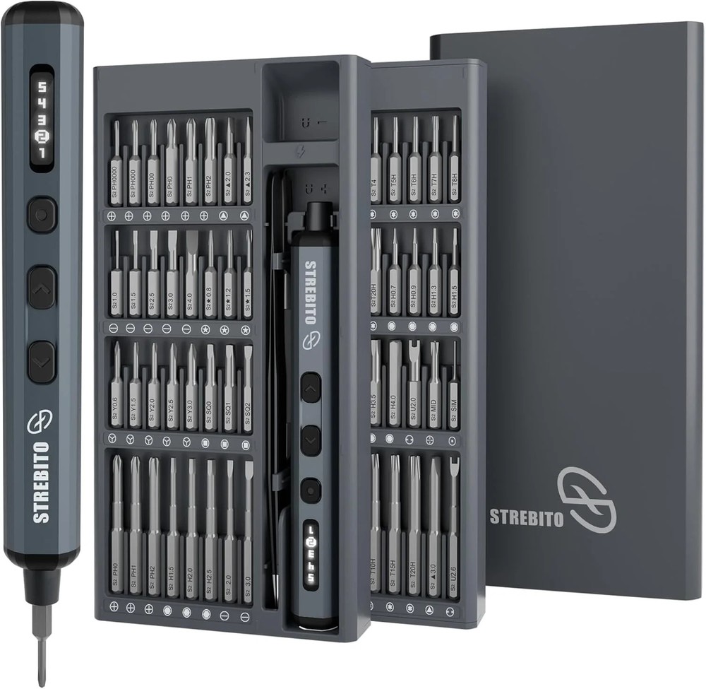STREBITO Mini Electric Screwdriver Set, 70 in 1 Small Electric Screwdriver - 64