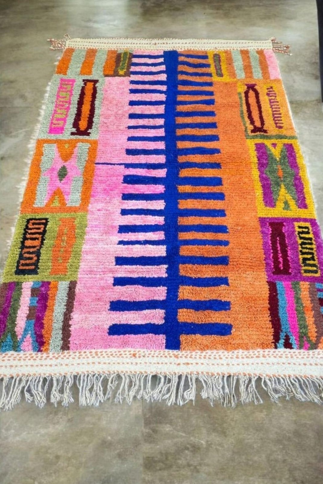 Handmade Wool Boujaad Rug – Colorful Abstract Berber Carpet, Living Room Area gallery