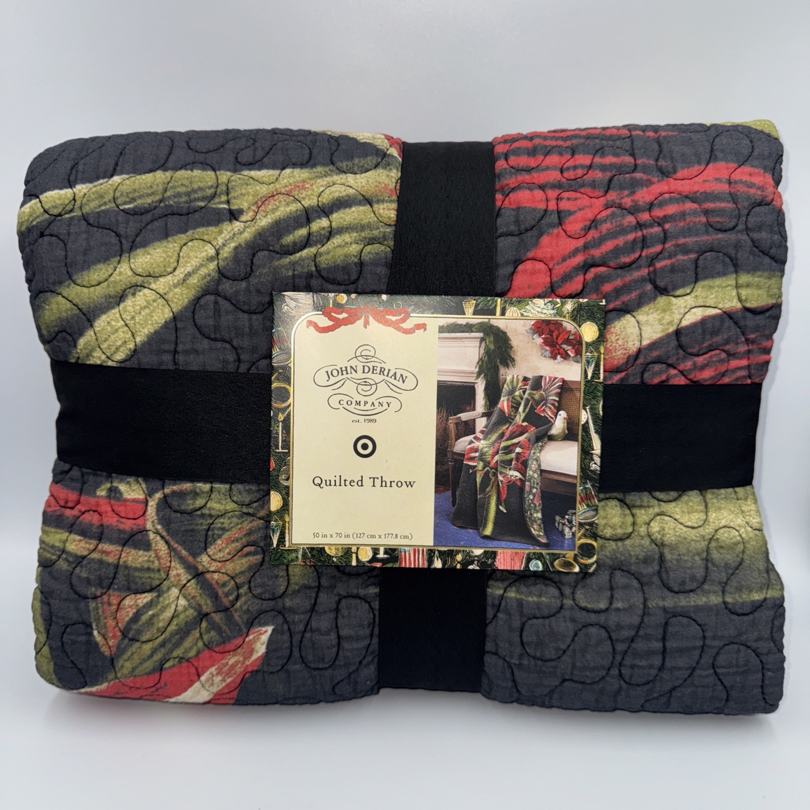 John Derian Company Quilted Throw Blanket 50x70” Target Holiday Floral NWT gallery
