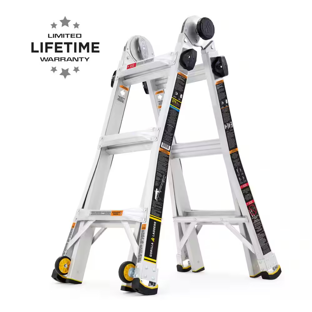 14 Ft. Reach MPXW Aluminum Multi-Position Ladder with Wheels, 375 Lbs. Load Capa gallery