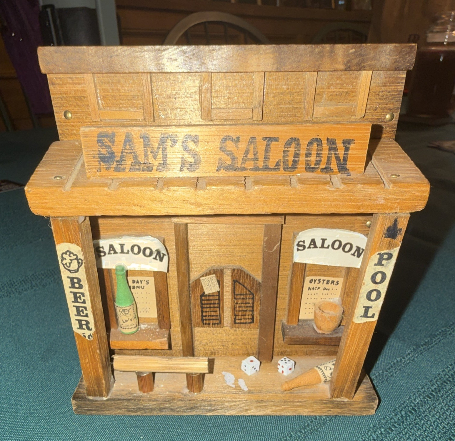 Enesco Sam's Saloon 6pc Round Wood & Cork Coaster Set w/ Holder, Western gallery