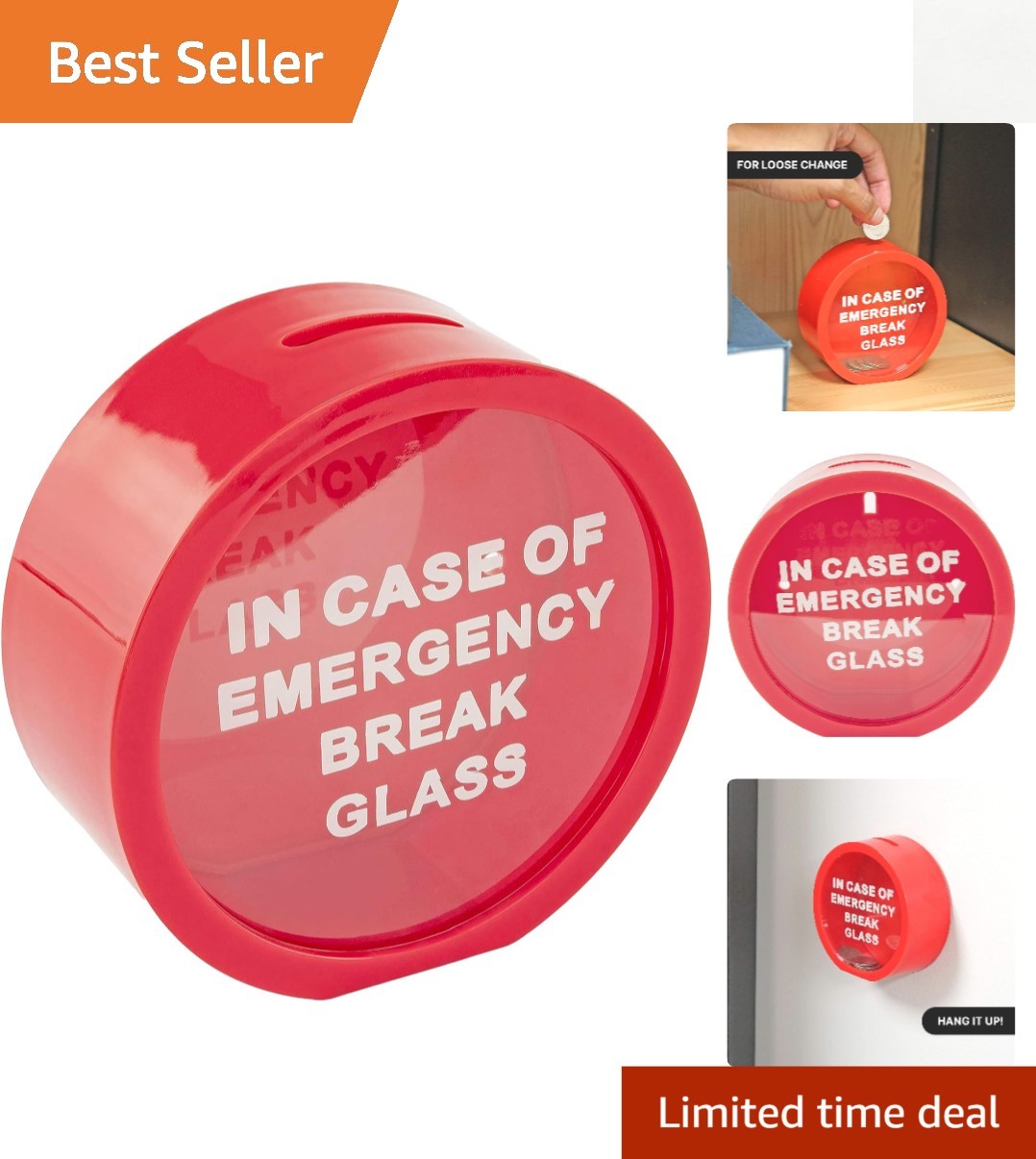4.5" Red Emergency Money Box - Fun Savings Bank to Teach Kids About Saving gallery