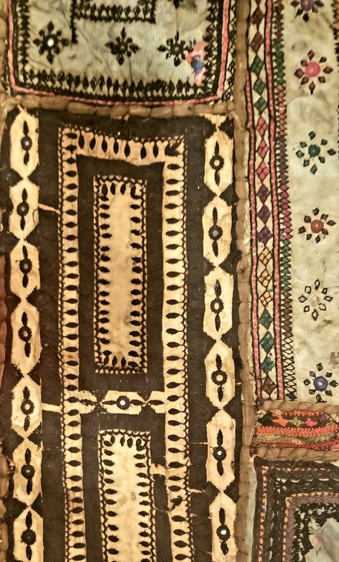 Vintage Indian Patchwork Tapestry KATCHI Mirror Rug, Handmade 3'x7' Tribal Art gallery