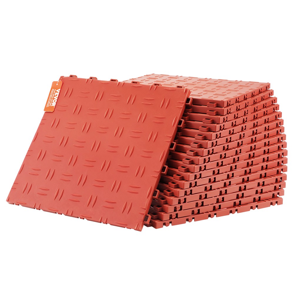 VEVOR Garage Floor Tiles Interlocking Flooring 12x12" 50 Pack Bulk 50 sq.ft Red