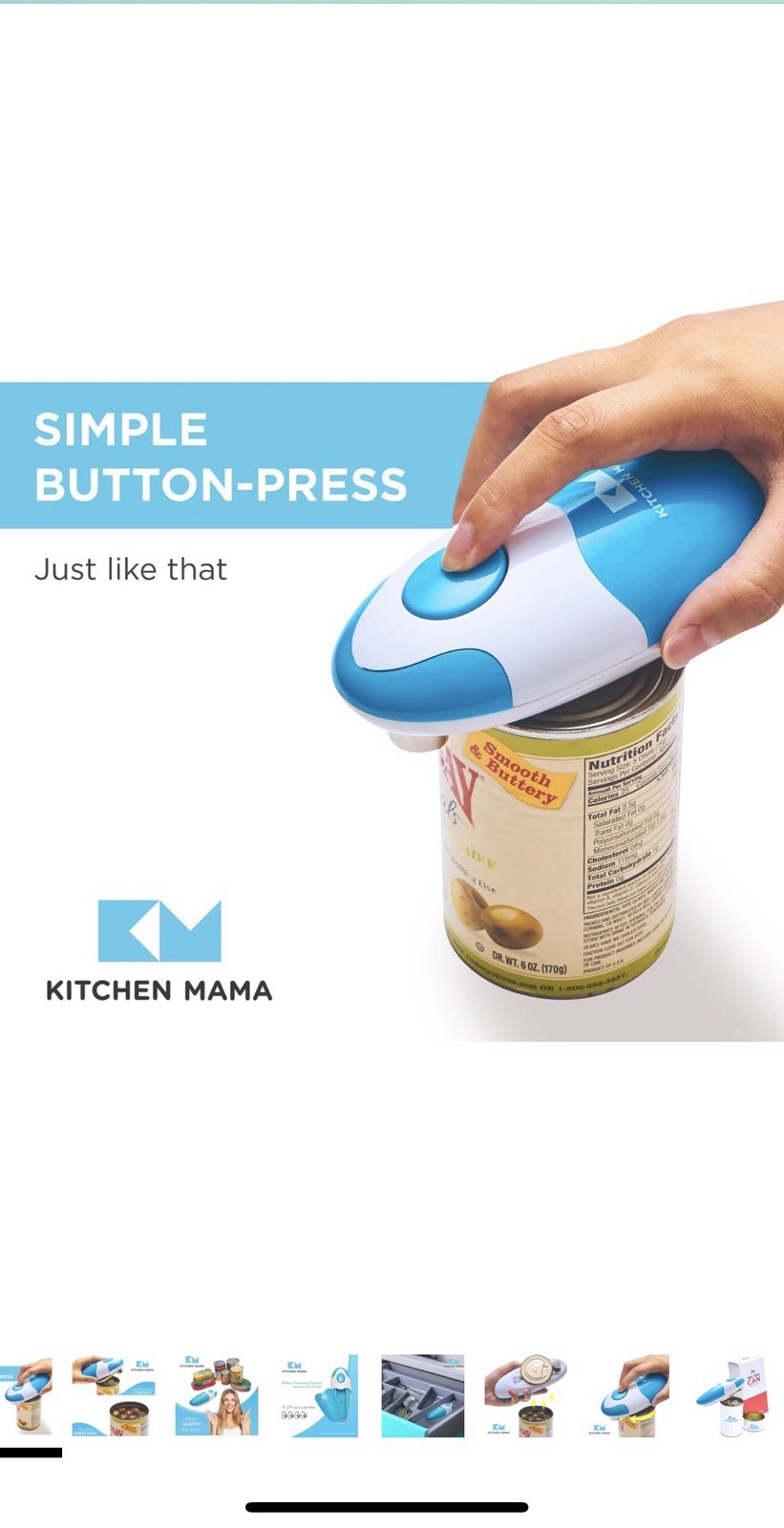 Kitchen Mama Electric can opener. Open Cans with A Simple Press (Blue) gallery