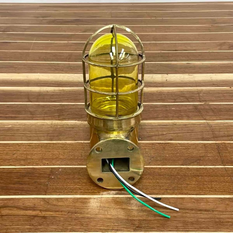 Yellow Globe Solid Brass Dock Light Nautical Wall Fixture gallery