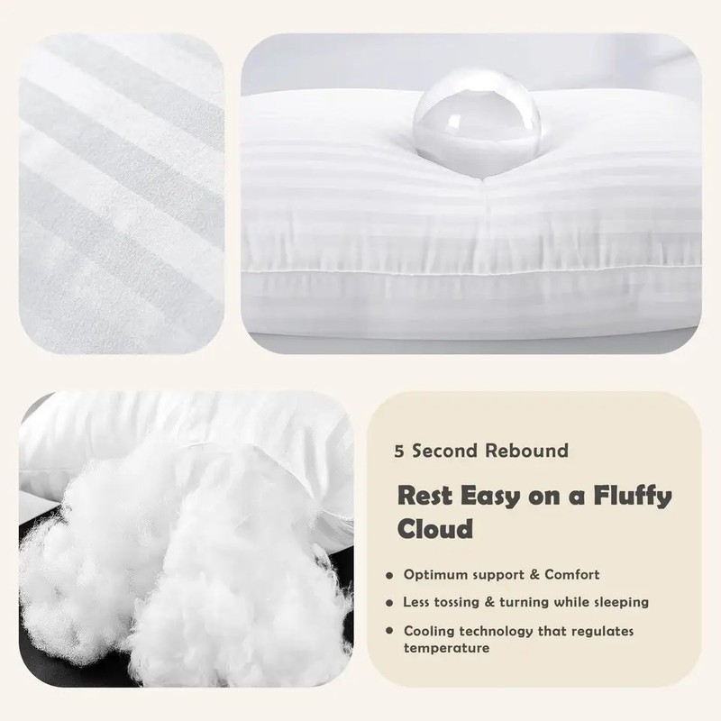 2 Pack Quilted Bed Pillows White Down Feather Standard King Size Pillow gallery