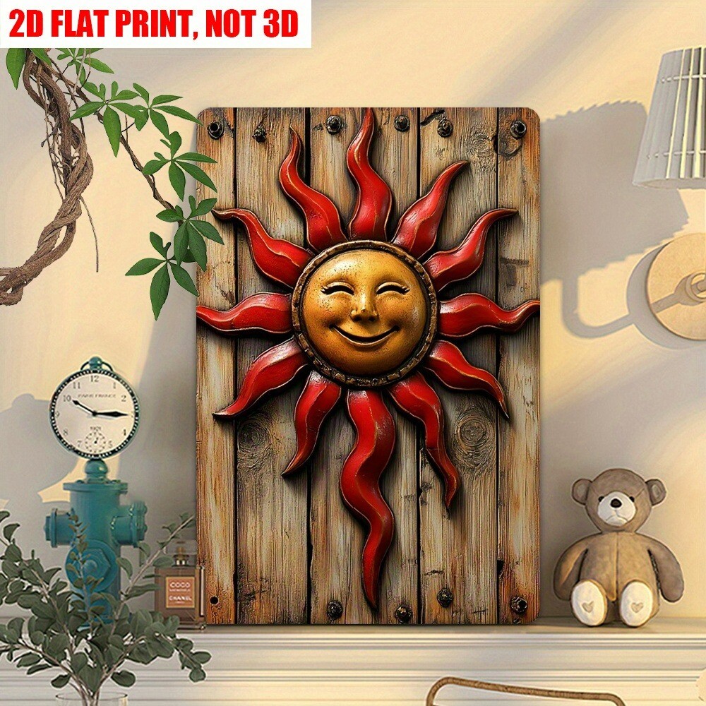 Retro Sun Metal Sign Wall Plaque Smiling Sun Indoor/Outdoor Decor Cafes Gardens gallery