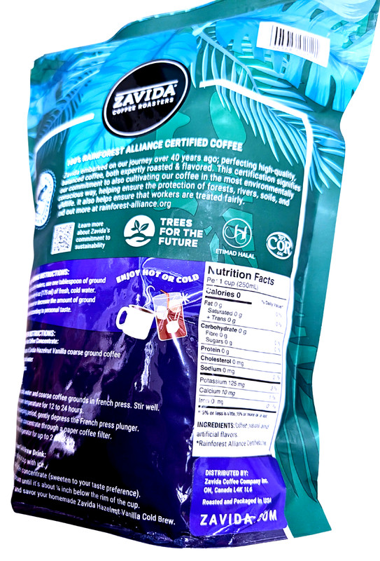 Zavida Coffee Whole Bean Coffee Hazelnut Vanilla 32 Oz EXP 09/2026 gallery