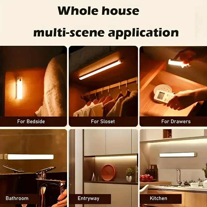Under Cabinet Closet Motion Sensor Light USB Rechargeable Kitchen Lamp strip gallery