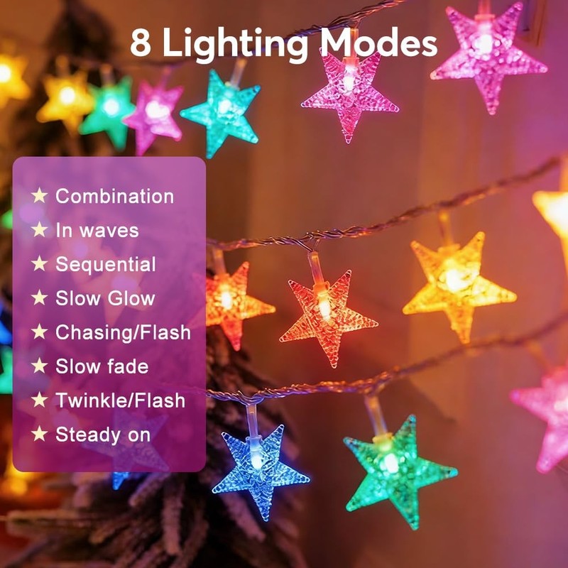 150 LED Color Changing Star String Lights - 65.6ft with Remote, 11 Modes, IP4... gallery