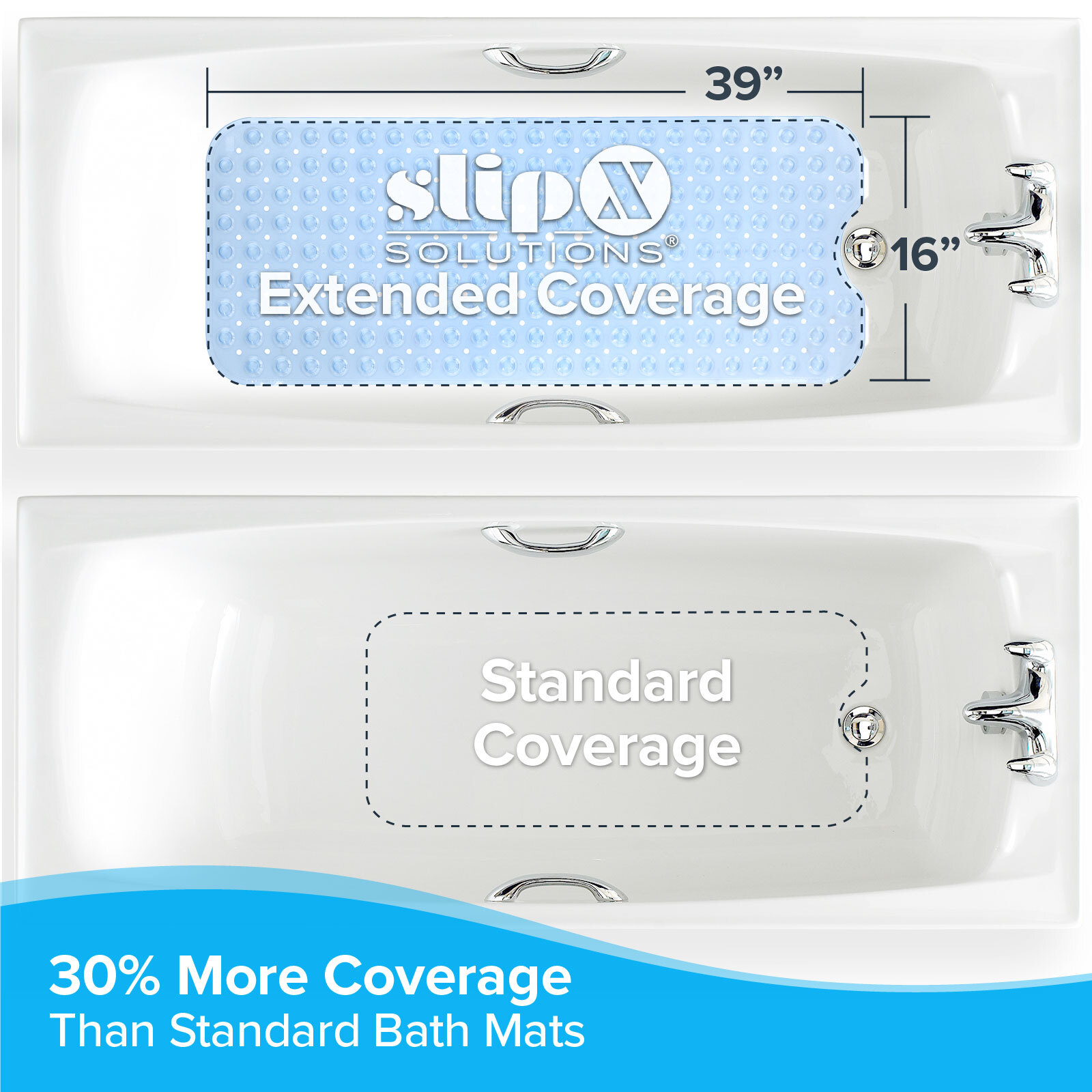 16" x 39" Extra Long Bath Mat - Non Slip Safety Bathtub Mat gallery