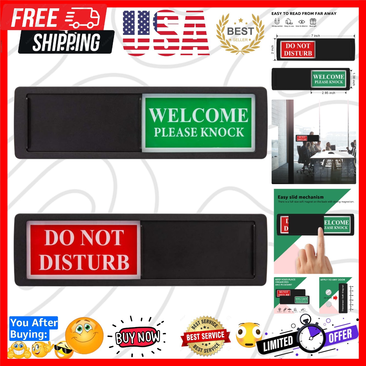 Privacy Sign - Do Not Disturb/e Sign for Home Office Restroom Conference Hote... gallery