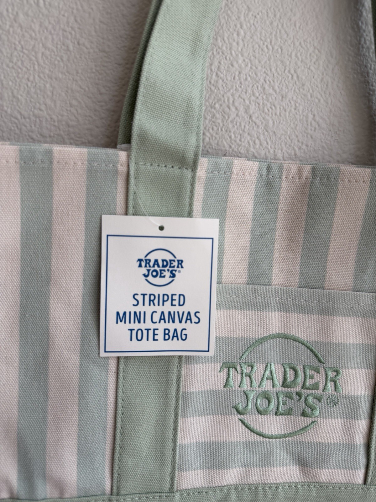 Trader Joe’s 2026 Striped Mini Pastel Canvas Tote Bags - Green - READY TO SHIP gallery