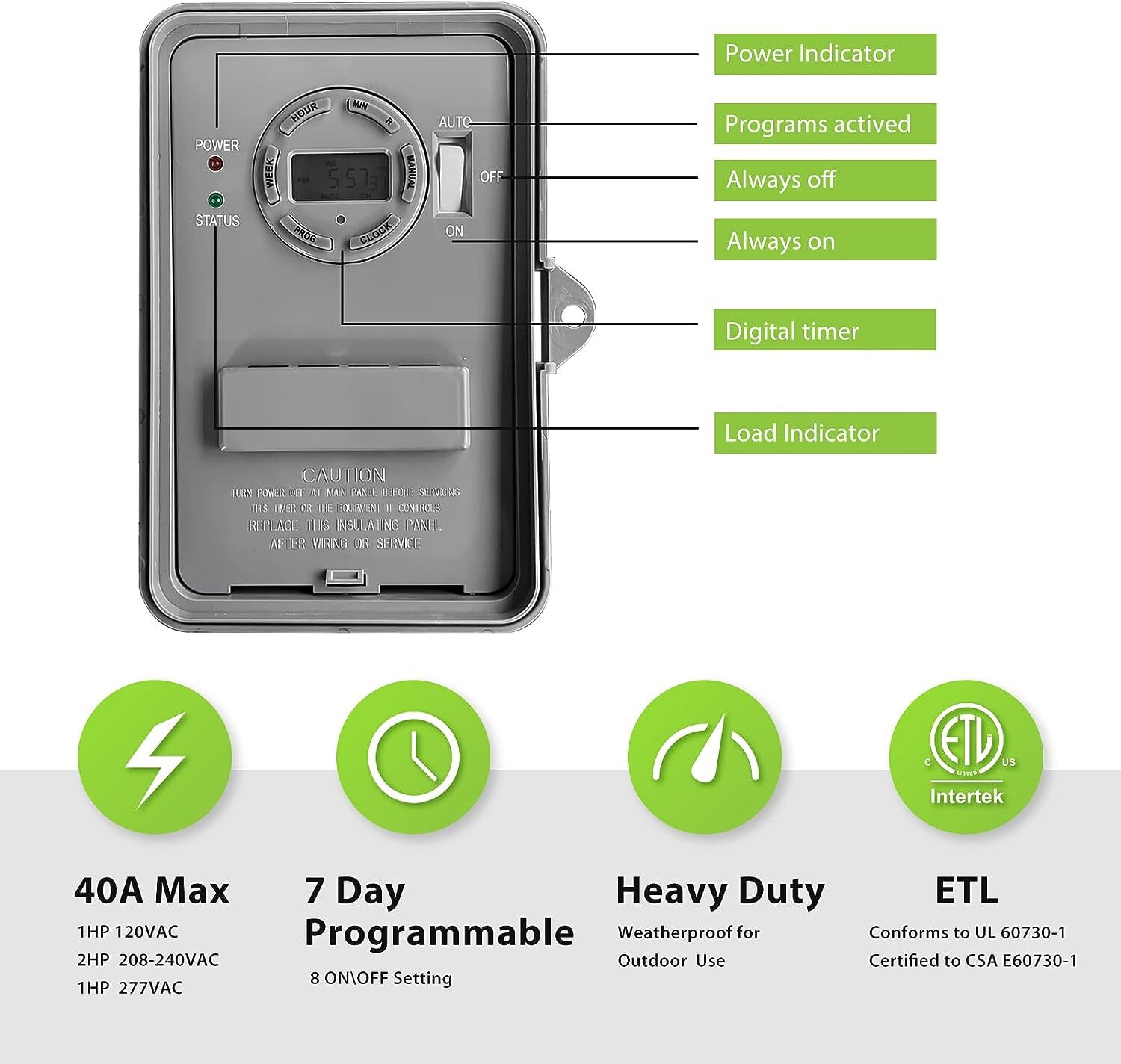BN-LINK Pool Pump Timer, Outdoor Digital Timer Box Heavy Duty 7-Day Programmable gallery