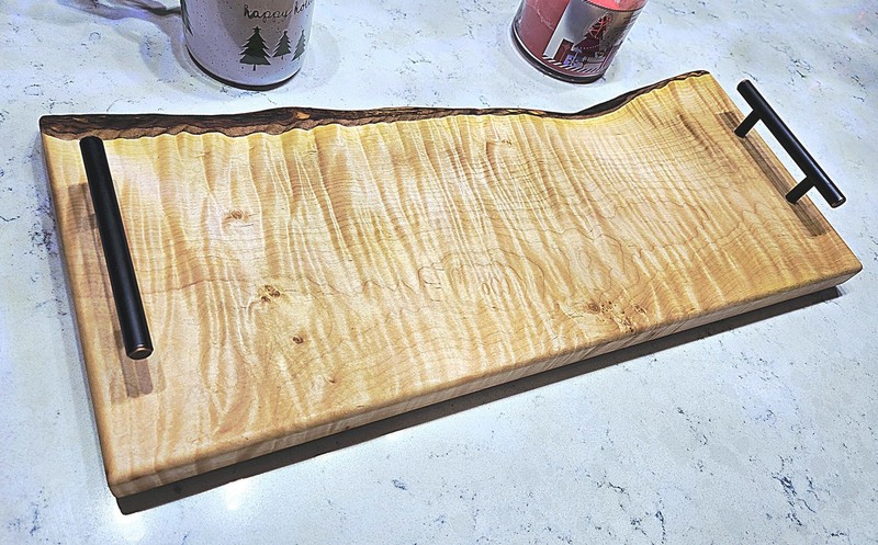 Handcrafted live edge curly maple board – charcuterie, cheese & serving tray gallery