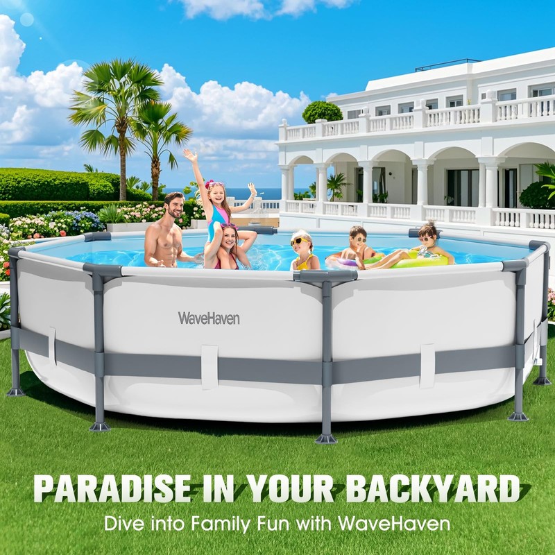 WaveHaven Above Ground Pool 10ft x 30in Frame Deep Swimming Pool Round Family gallery
