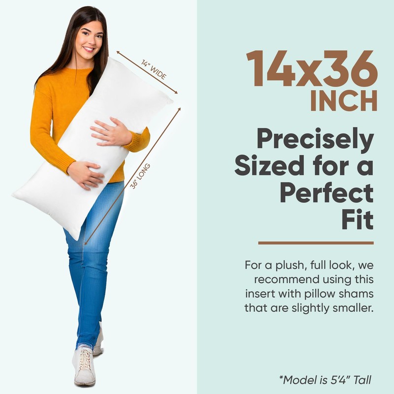 Pillowflex Synthetic Down Pillow Insert - 14x36 Down Alternative Pillow, Ultra S gallery