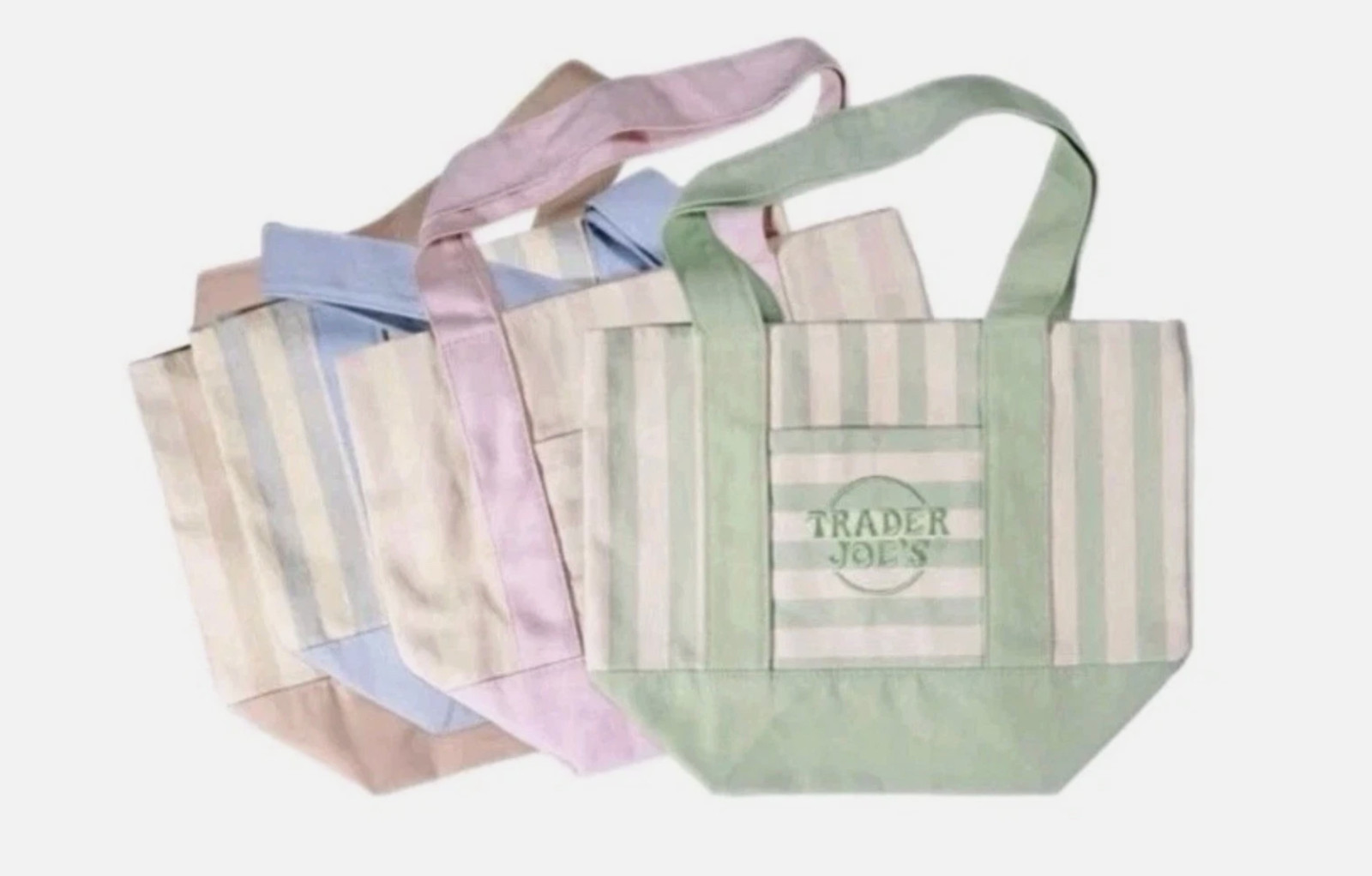 Trader Joe’s Mini Pastel Stripe Canvas Tote Bag Limited Edition Set Of 4 gallery
