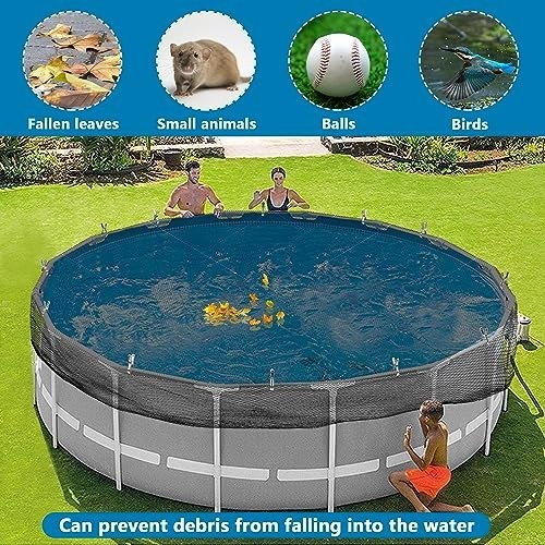 21ft Round Pool Leaf Net Cover - Safety Mesh with 12 Clips for Above Ground Pool gallery