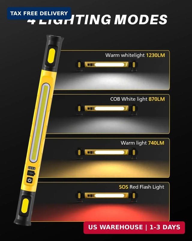 Magnetic Work Light, 3000LM LED Light Bar, 5200mAh Rechargeable Magnetic Underho gallery