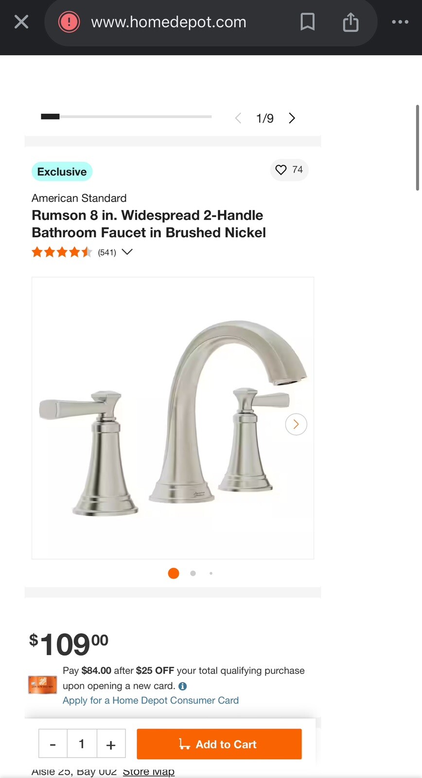 American Standard Rumson 8” Bath Faucet Widespread Brushed Nickel (OB) gallery