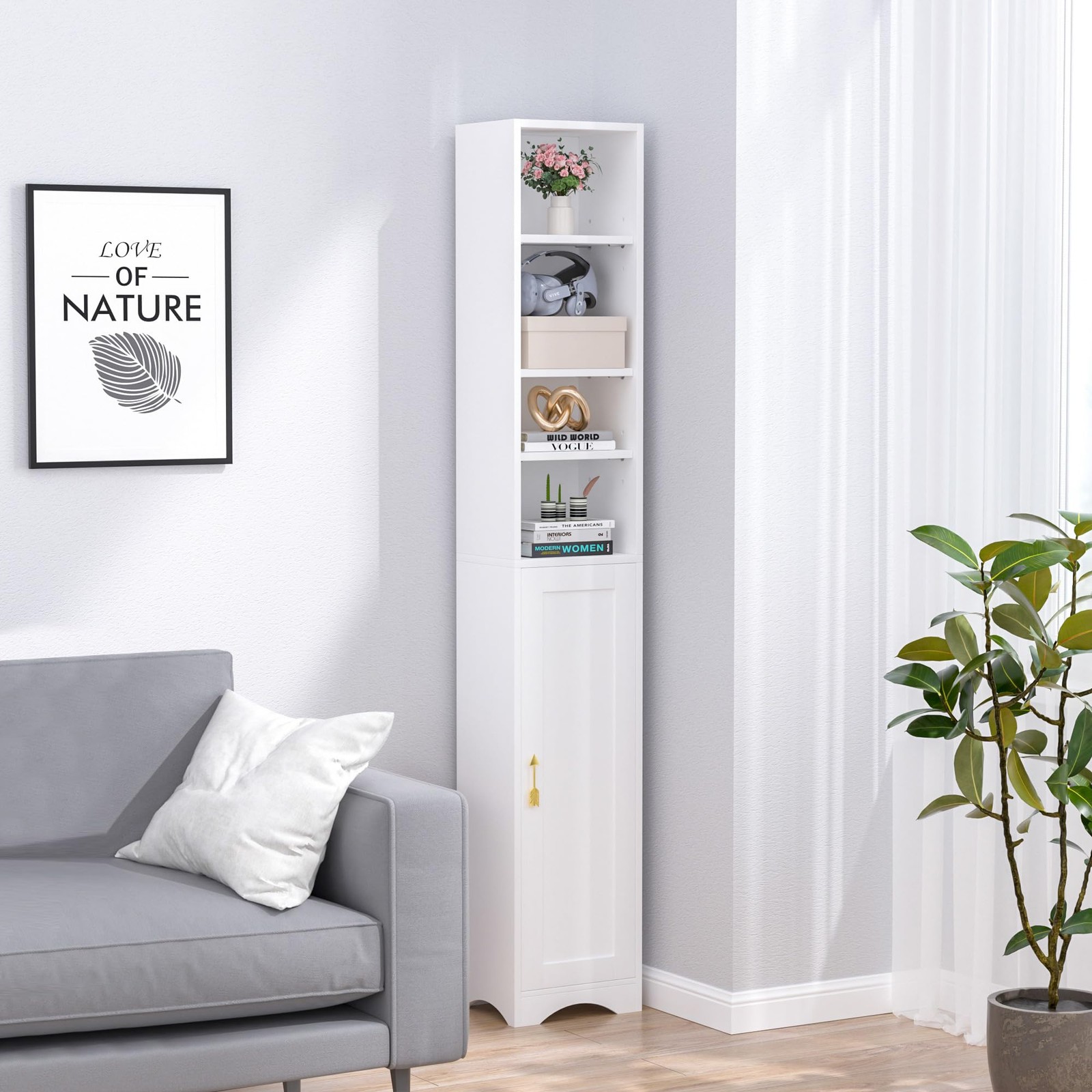 71 Inch Tall Storage Cabinet - 6 Adjustable Shelves, Bottom Enclosed Storage,... gallery