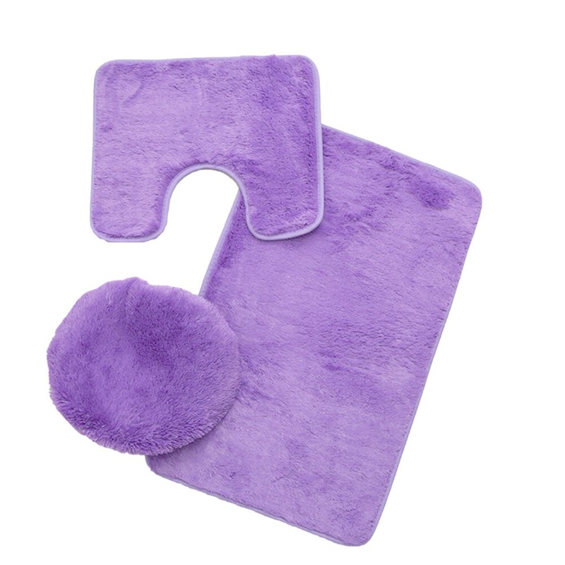 US 3-Piece Bathroom Rug Set Include U-Shaped Contour Toilet Mat Machine Washable gallery