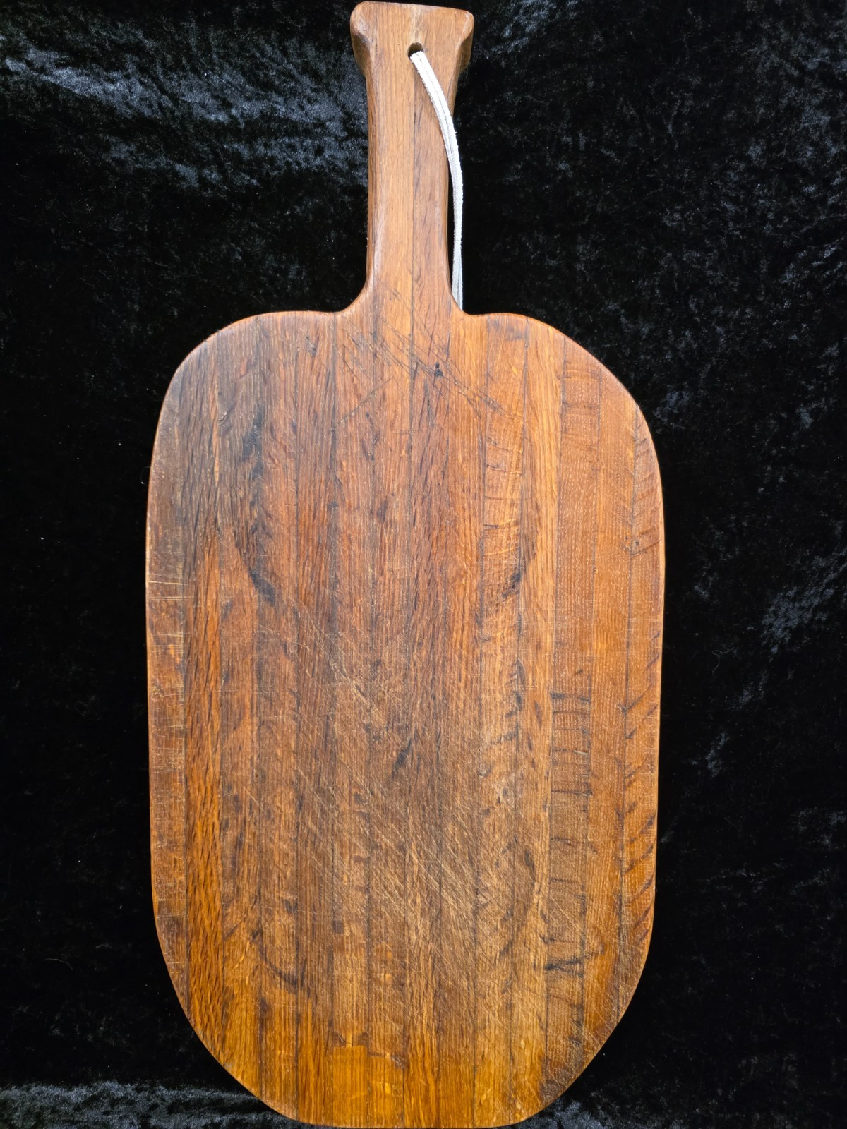 HANDMADE LARGE 24" VINTAGE THICK BUTCHER BLOCK CUTTING BOARD W/LEATHER STRING gallery