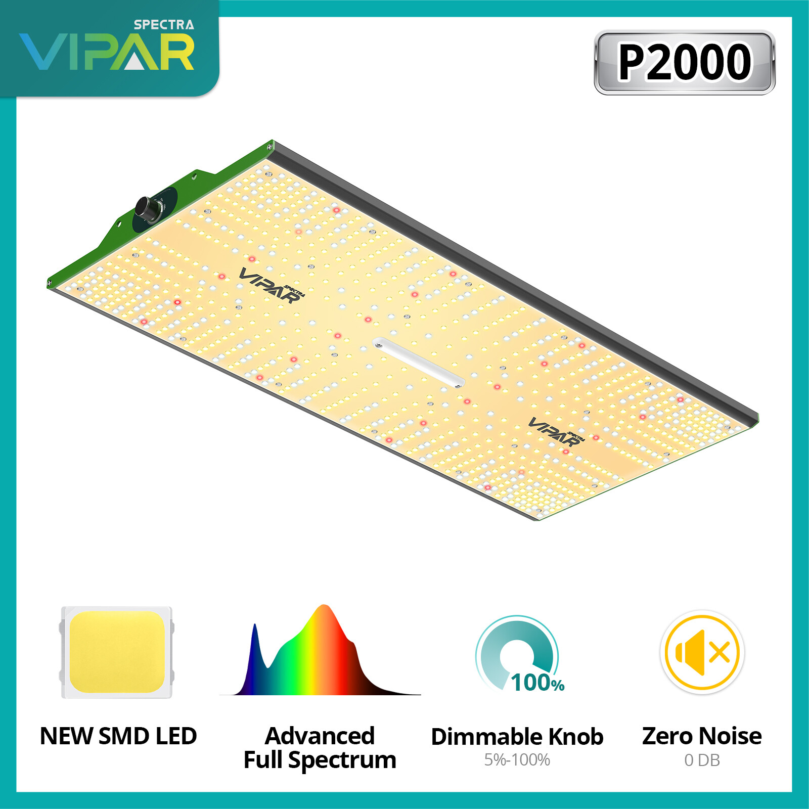 VIPARSPECTRA NEW P2000 LED Grow Light Full Spectrum Indoor Plants Hydroponics IR gallery