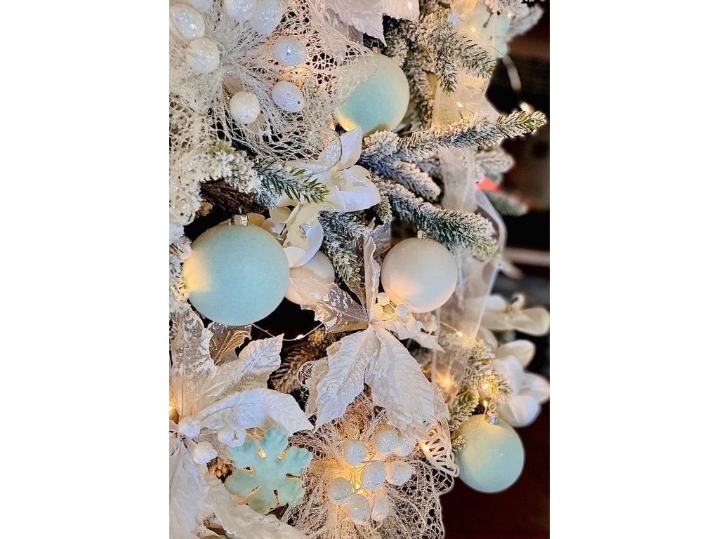 18pcs Snowy Mint Suede Christmas tree ornaments Baubles, Soft, Luxurious, pastel gallery