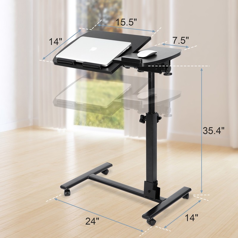 Adjustable Angle & Height Rolling Laptop Desk Over Bed Hospital Table Stand Tray gallery
