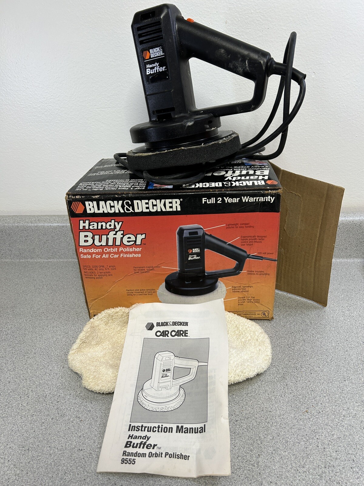 Black & Decker Handy Wax Buffer Orbit Polisher Electric Corded Tool 9555 gallery