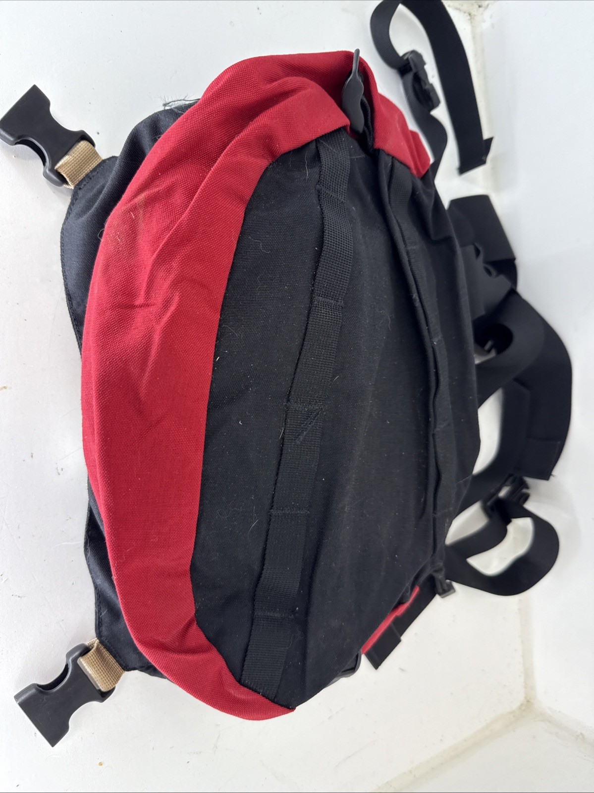 North Face Red / Black Hiking Pack Top Panel. 2