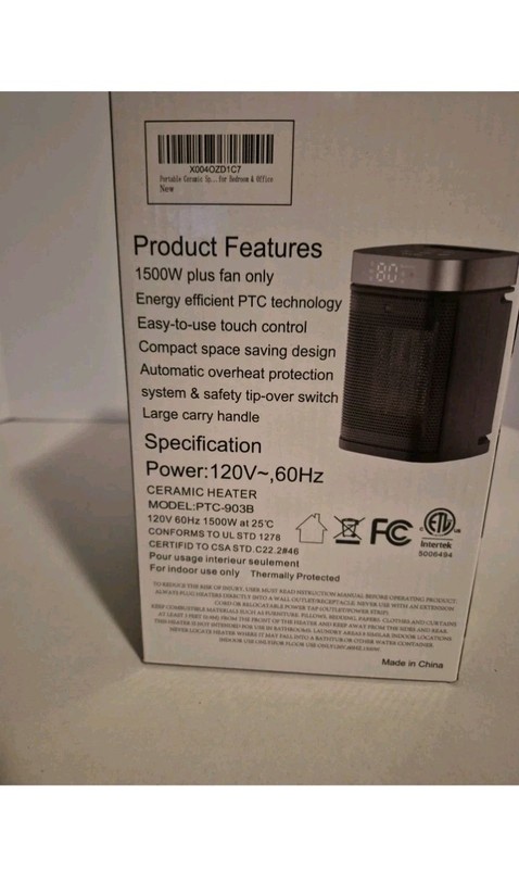 Small Portable Space Heater for Indoor Use - 1500w Plus Fan Only _Modle:PTC-150B gallery