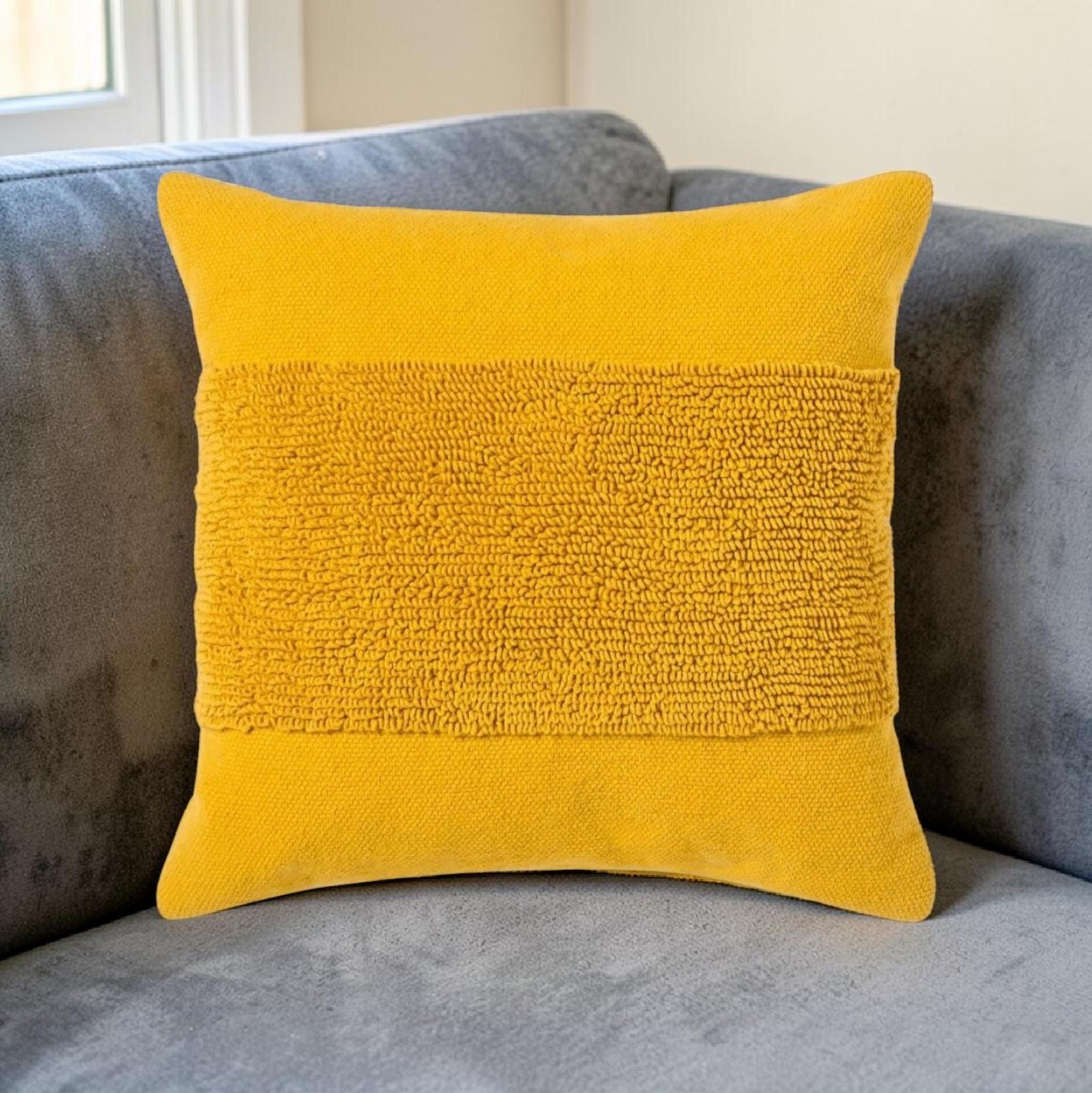 Project 62 Textured Throw Pillow Square Summer Wheat Yellow Polyester Indoor gallery