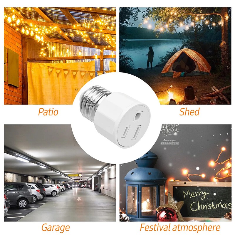 Outlet to Socket Adapter E26/E27 Light Socket to Plug Bulb Converter Lamp Holder gallery