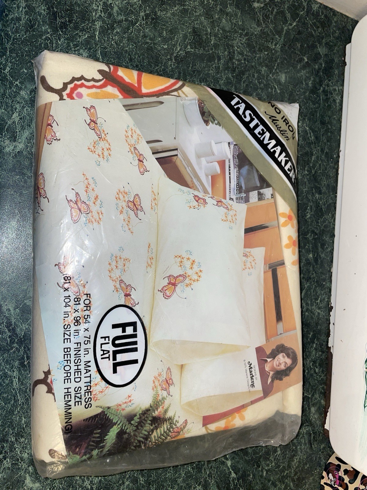 Tastemaker Full Muslin No Iron Flat Sheet Butterflies Floral 81x96 gallery