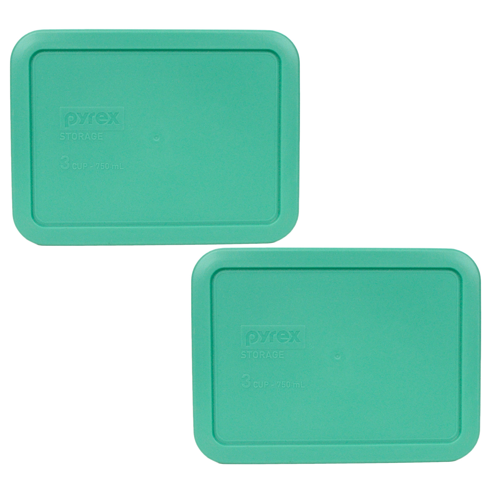 Pyrex 7210-PC 2 Pack Rectangular 3 Cup Green Replacement Lid Cover Made in USA gallery