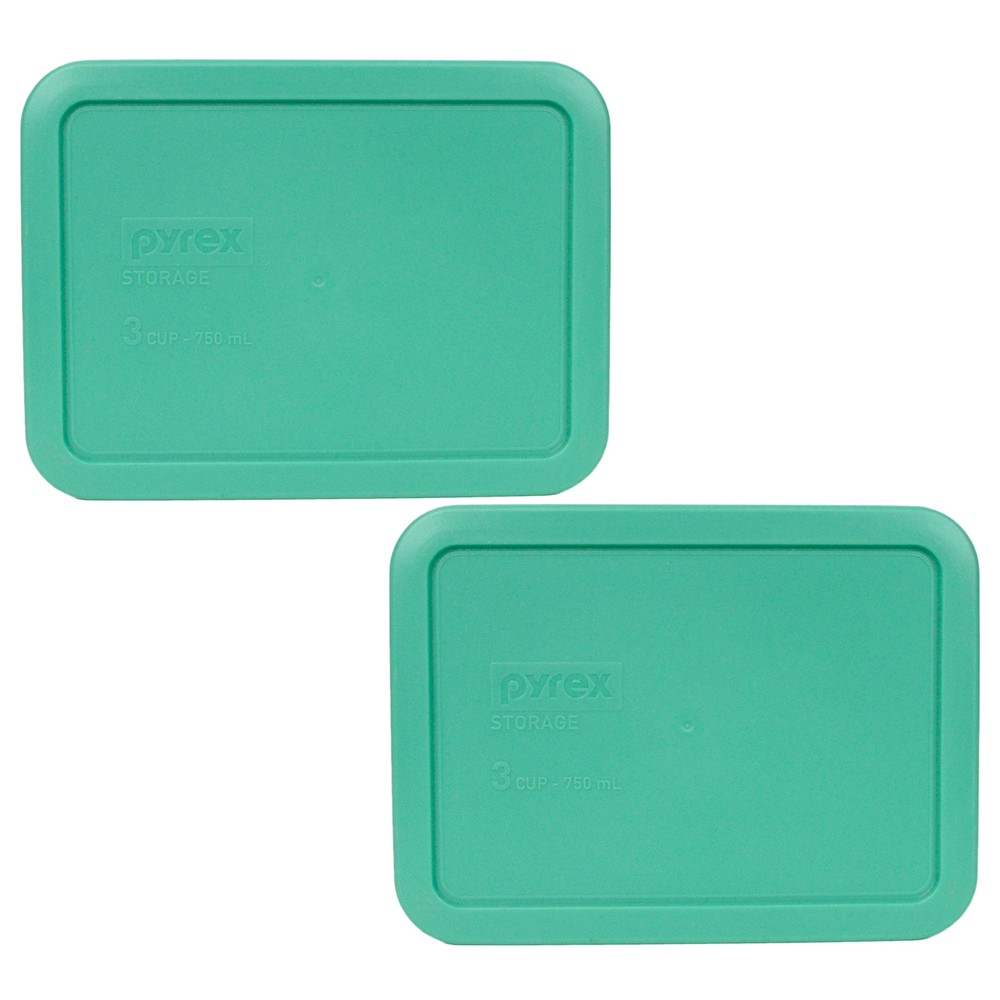 Pyrex 7210-PC 2 Pack Rectangular 3 Cup Green Replacement Lid Cover Made in USA