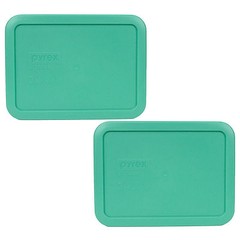Pyrex 7210-PC 2 Pack Rectangular 3 Cup Green Replacement Lid Cover Made in USA