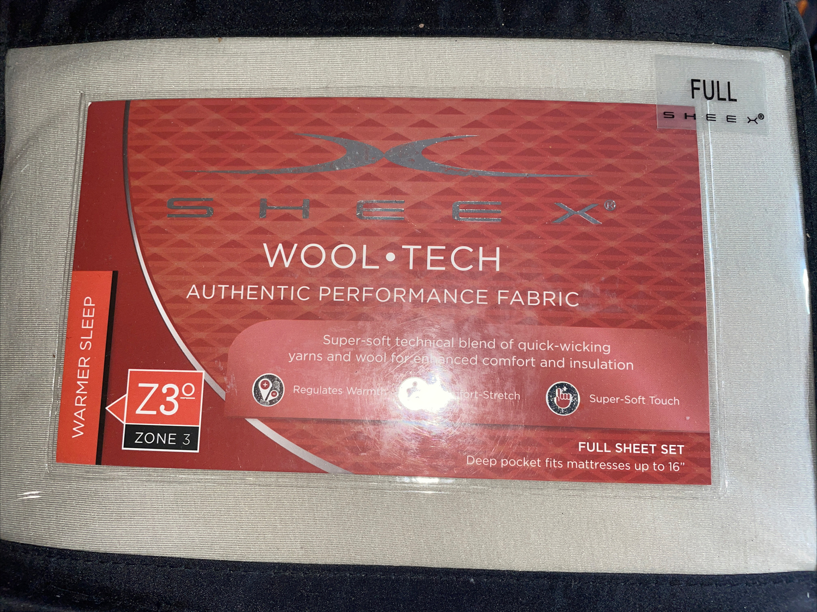 NEW Sheex Wool Tech Sheet Set FULL Taupe gallery