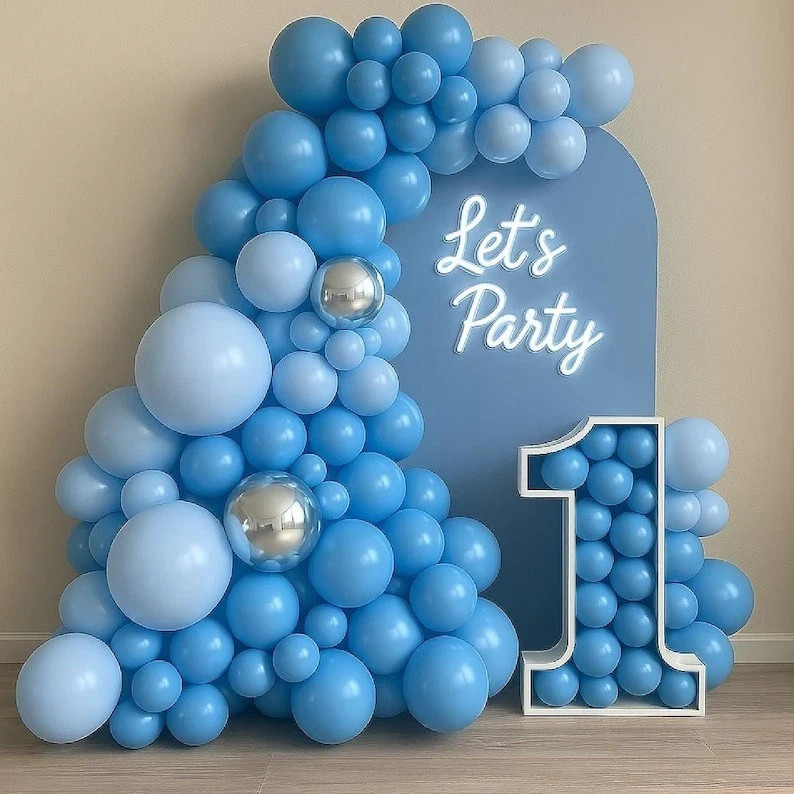 115PCS Blue Balloon Kit for Birthday & Baby Shower with 2 Silver Foil Balloons gallery