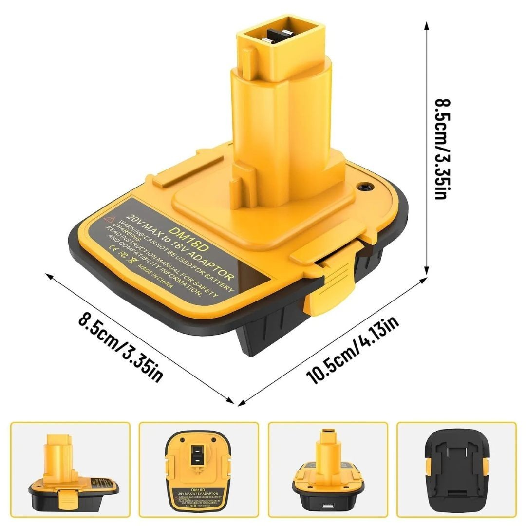 1 Pc Battery Adapter with USB Compatible with Dewalt 20V Battery,20V to 18V gallery